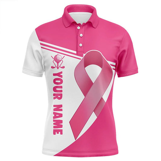 Brustkrebs Pink Ribbon Herren Golf Polo Shirts Personalisierte Golfshirts Für Männer Golfgeschenke L1351 - Climcat