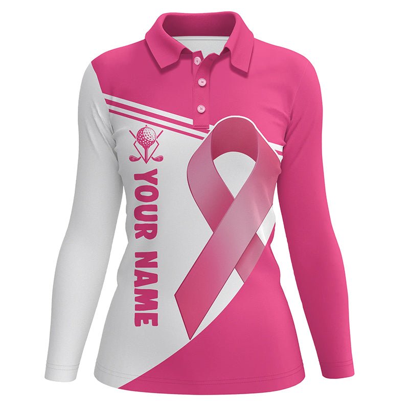 Brustkrebs Rosa Schleife Damen Golf Polo Shirts | Maßgeschneiderte Golf Shirts für Frauen | Golf Geschenke | L1351 - Climcat