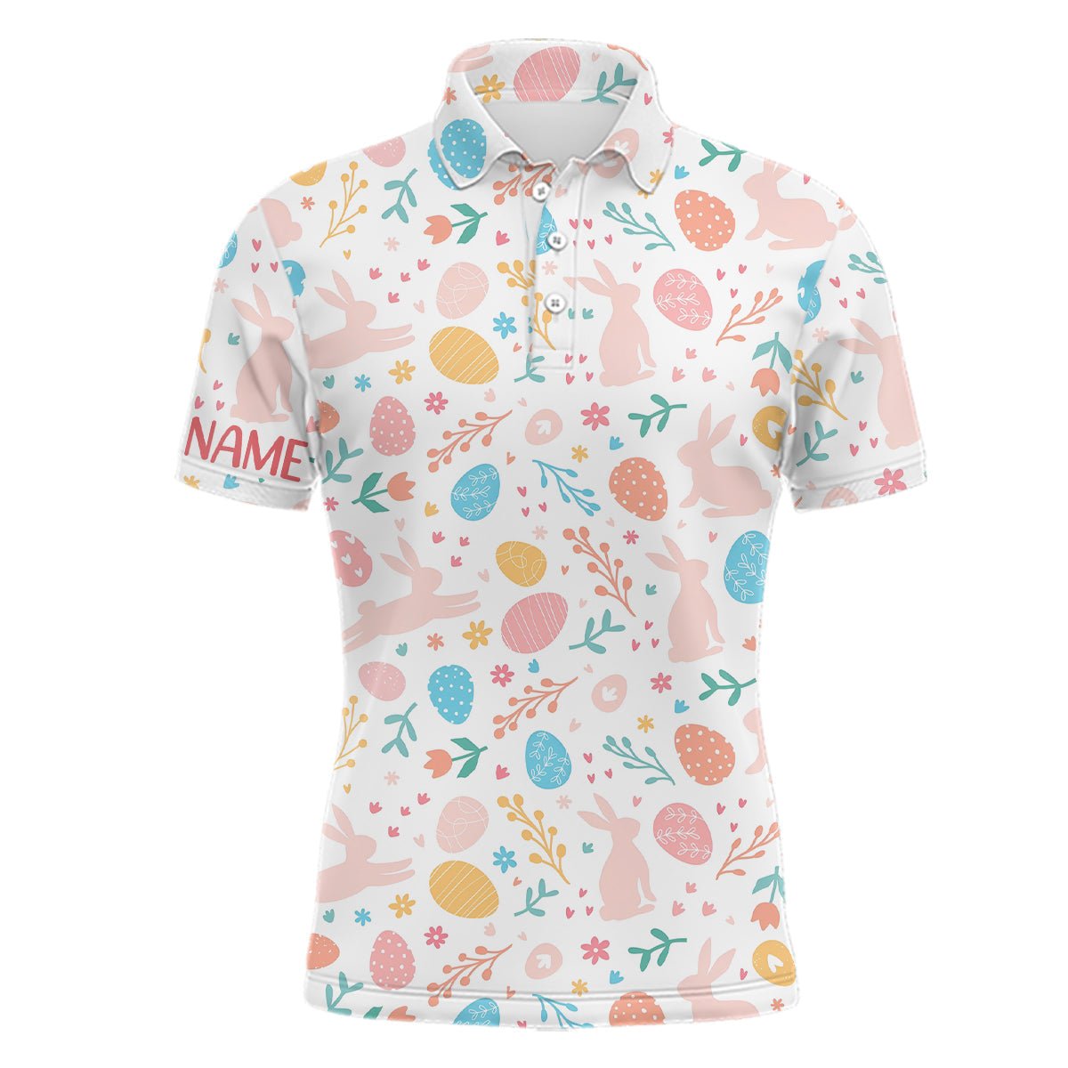 Bunte Ostereier & Hasen Herren Golf Polo Shirt Personalisierte Lustige Ostern Golf Tops Für Männer Golf Geschenke L1339 - Climcat