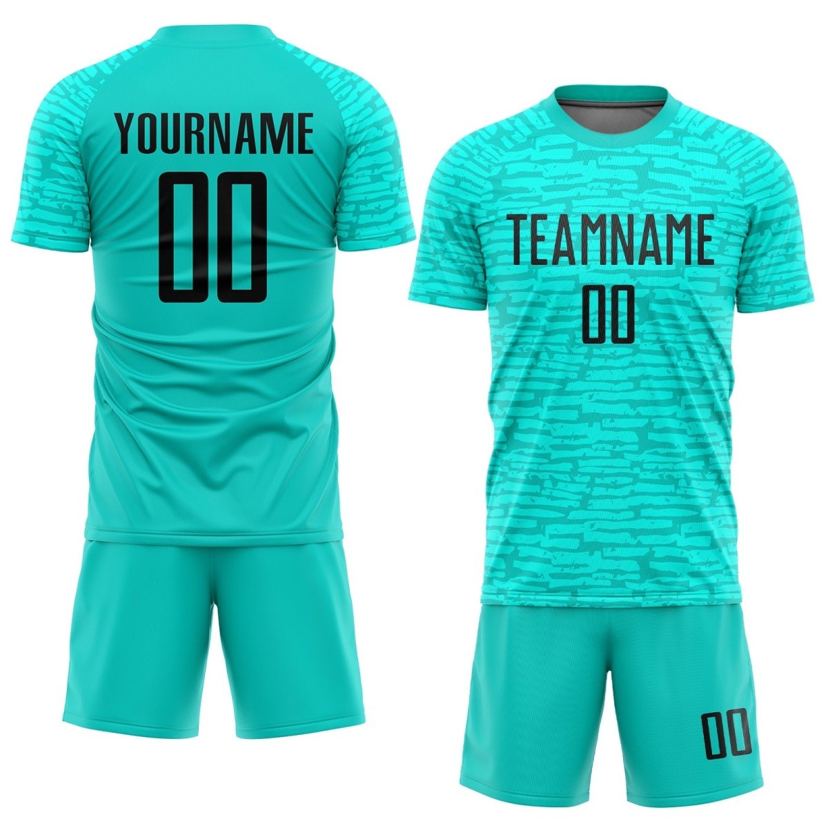 Custom Aqua Schwarz Sublimationsfußballtrikot K340 - Climcat