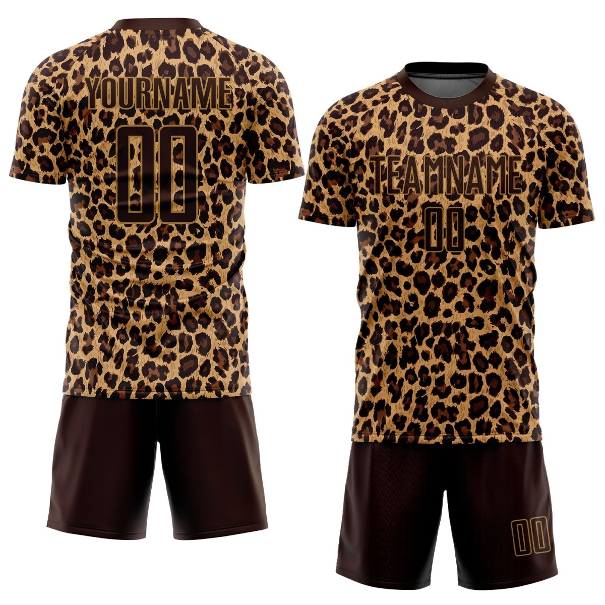 Custom Braun Braun - Altgold Sublimations - Leoparden Fußballtrikot X601 - Climcat