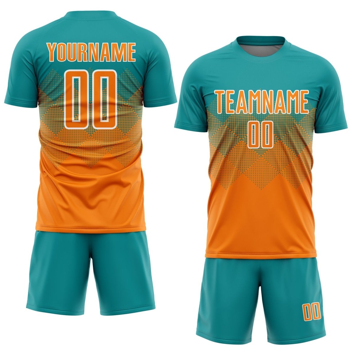 Custom Teal Bay Orange - Weiße Sublimations - Fußballtrikot O933 - Climcat