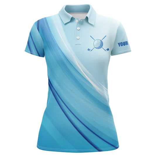 Damen Golf Polo Shirt Blau Muster Sport Golfbekleidung für Frauen T112 - Climcat