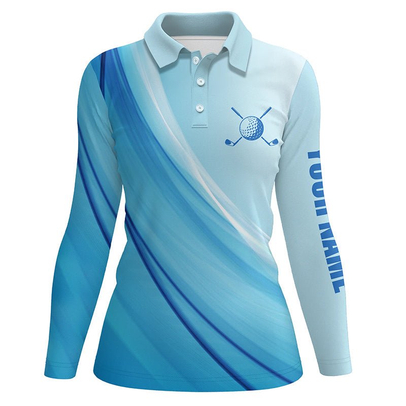 Damen Golf Polo Shirt Blau Muster Sport Golfbekleidung für Frauen T112 - Climcat