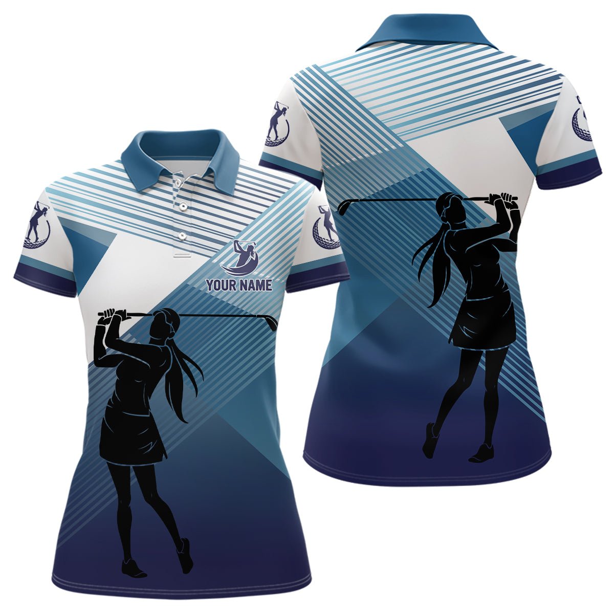 Damen Golf Polo Shirt Custom Abstract Blau Hintergrund Team Golf Shirts, Golf Tops für Damen N7075 - Climcat