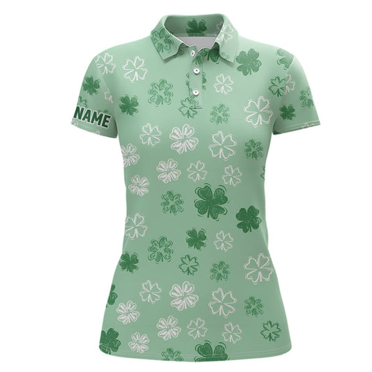 Damen Golf Polo Shirt Grün Kleeblatt St. Patrick's Day Maßgeschneiderte Golfshirts Für Frauen Golfgeschenke L125 - Climcat