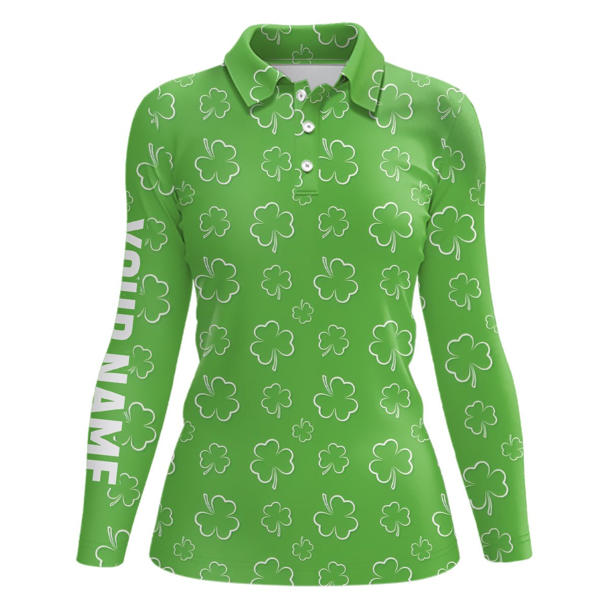 Damen Golf Polo Shirt Grün Kleeblatt St. Patrick's Tag Maßgeschneiderte Golf Shirts Für Frauen Golf Geschenke L1257 - Climcat