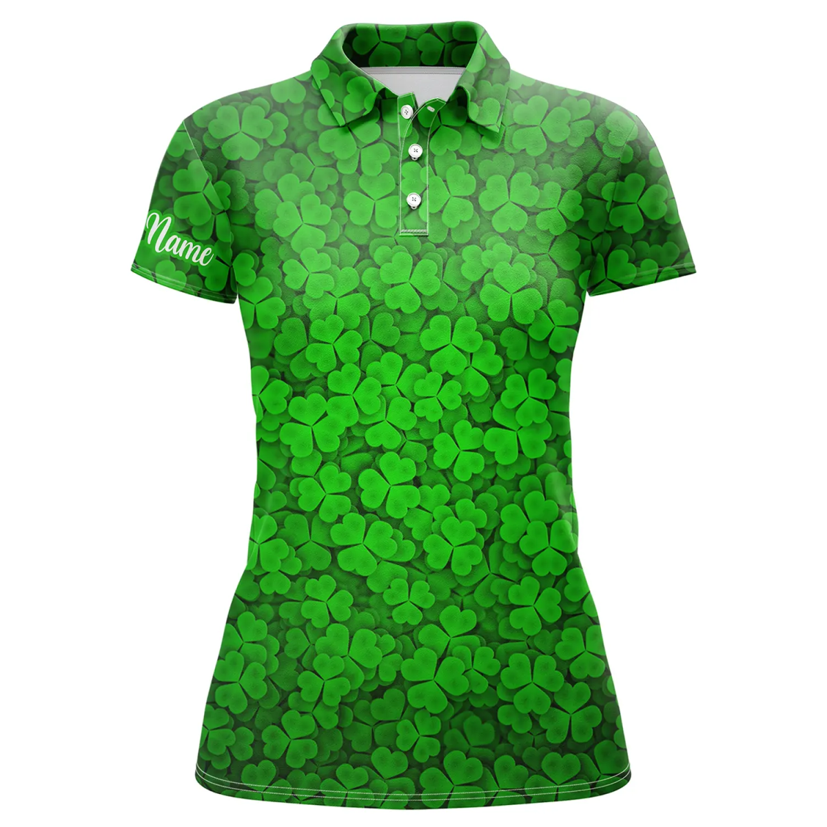 Damen Golf Polo Shirt Grünes Kleeblatt St. Patrick Muster Golfshirt Individuelles Team Golf Polo N4762 - Climcat