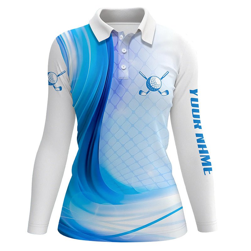 Damen Golf Polo Shirt mit Blaulicht-Glanz | Personalisiertes Damen Golfshirt | Golfgeschenke für Frauen L1324 - Climcat