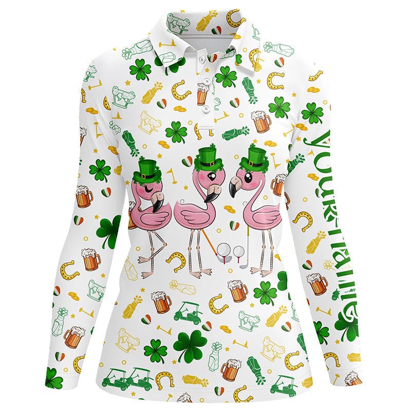 Damen Golf Polo Shirt mit individuellem St. Patrick's Day Muster - Flamingo Golfbekleidung N7201 - Climcat