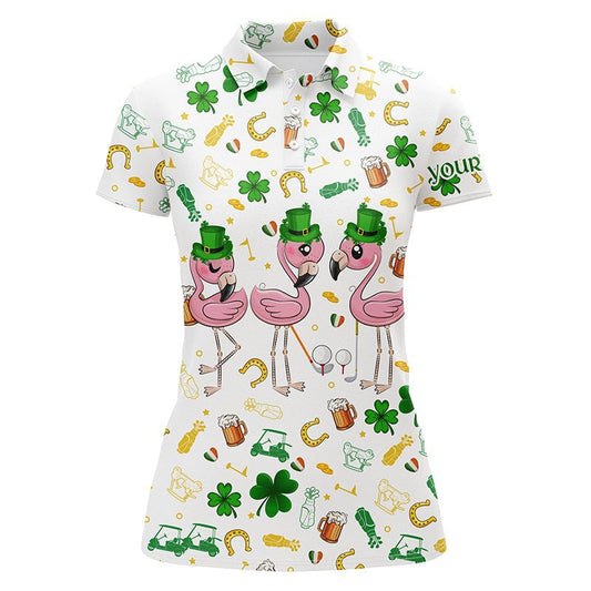 Damen Golf Polo Shirt mit individuellem St. Patrick's Day Muster - Flamingo Golfbekleidung N7201 - Climcat