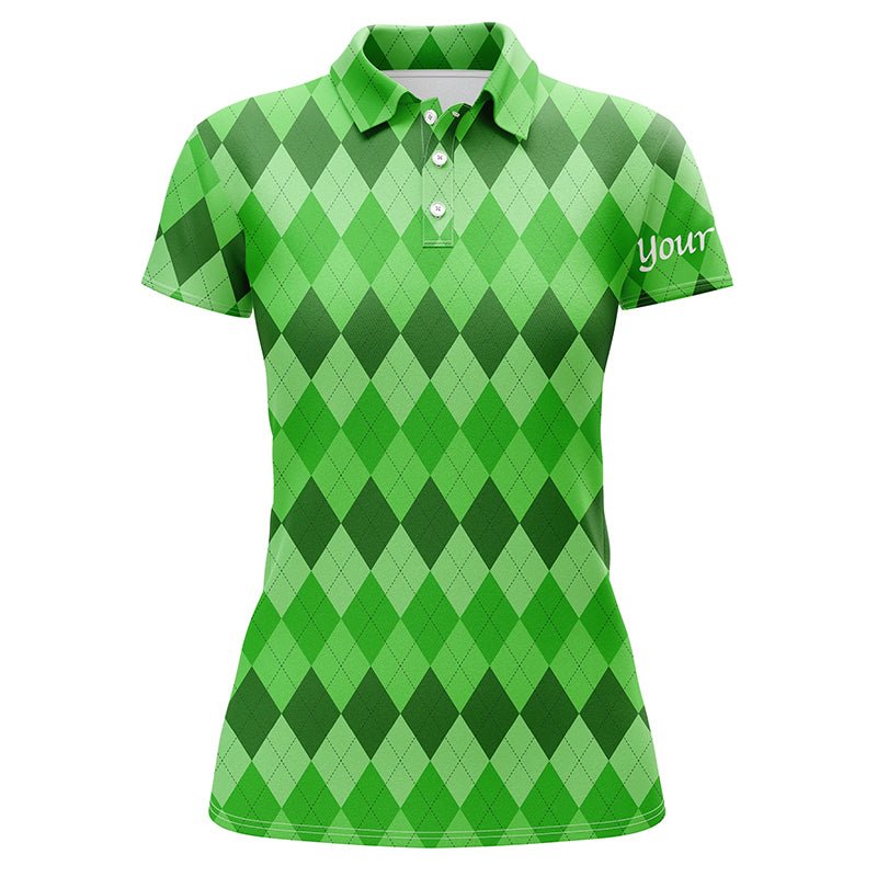 Damen Golf Polo Shirts Grün Argyle Muster Golf Shirts Custom Team Polo für Frauen St. Patrick's Day N4725 - Climcat