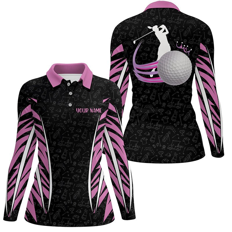 Damen Golf Polo Shirts in Pink und Schwarz Camouflage Design - Exklusive Golfbekleidung für Damen N7208 - Climcat