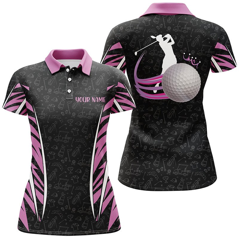 Damen Golf Polo Shirts in Pink und Schwarz Camouflage Design - Exklusive Golfbekleidung für Damen N7208 - Climcat