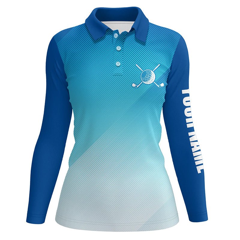 Damen Golf Polo Shirts - Individuelles Blaues Muster - Sportliche Golfbekleidung für Frauen T111 - Climcat