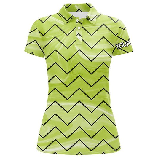 Damen Golf Polo Shirts mit individuellem Namen, grünem Streifenmuster, Damen Golf Tops, Geschenke für Golfer N7137 - Climcat