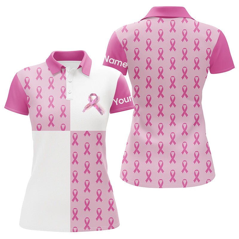 Damen Golf Polo Shirts mit individuellem Pink Breast Cancer Pink Ribbon Muster Golf Shirts für Damen N7454 - Climcat