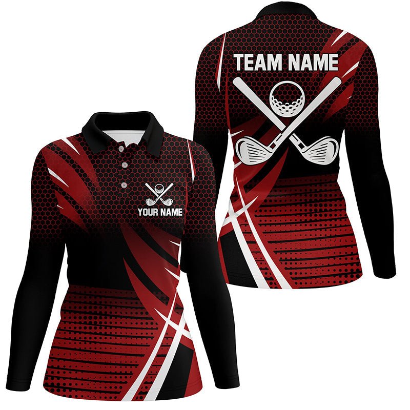 Damen Golf Polo Shirts | Personalisierte Golfshirts | Coole Golfbekleidung | Golfgeschenke für Teams | Rot N7157 - Climcat