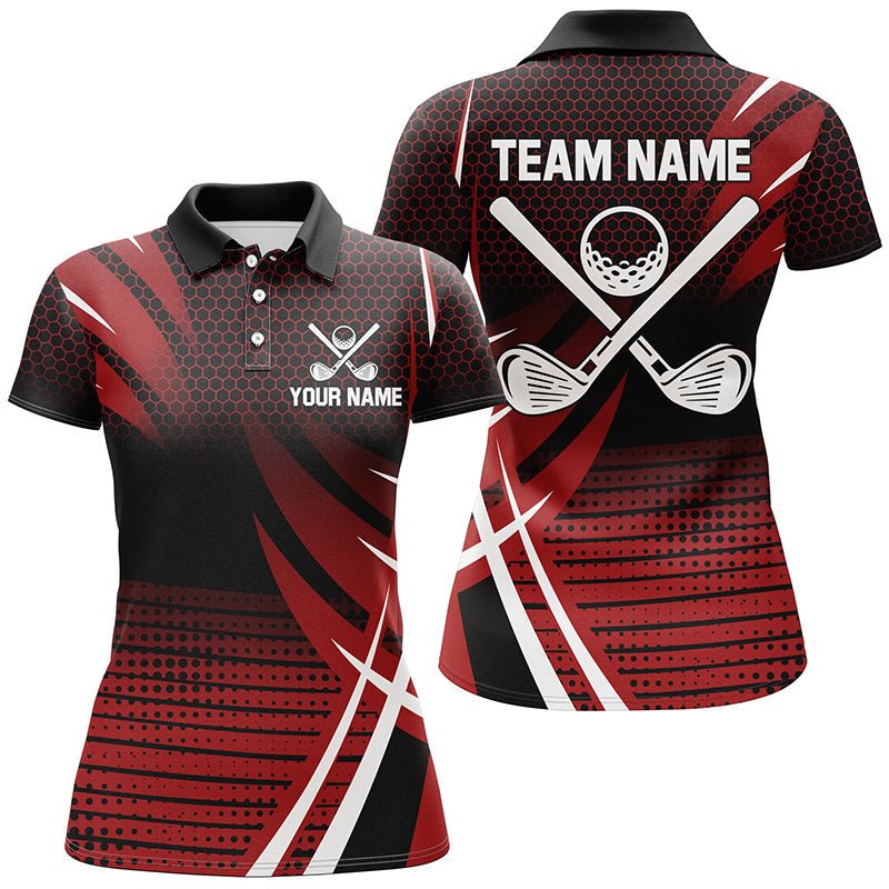 Damen Golf Polo Shirts | Personalisierte Golfshirts | Coole Golfbekleidung | Golfgeschenke für Teams | Rot N7157 - Climcat