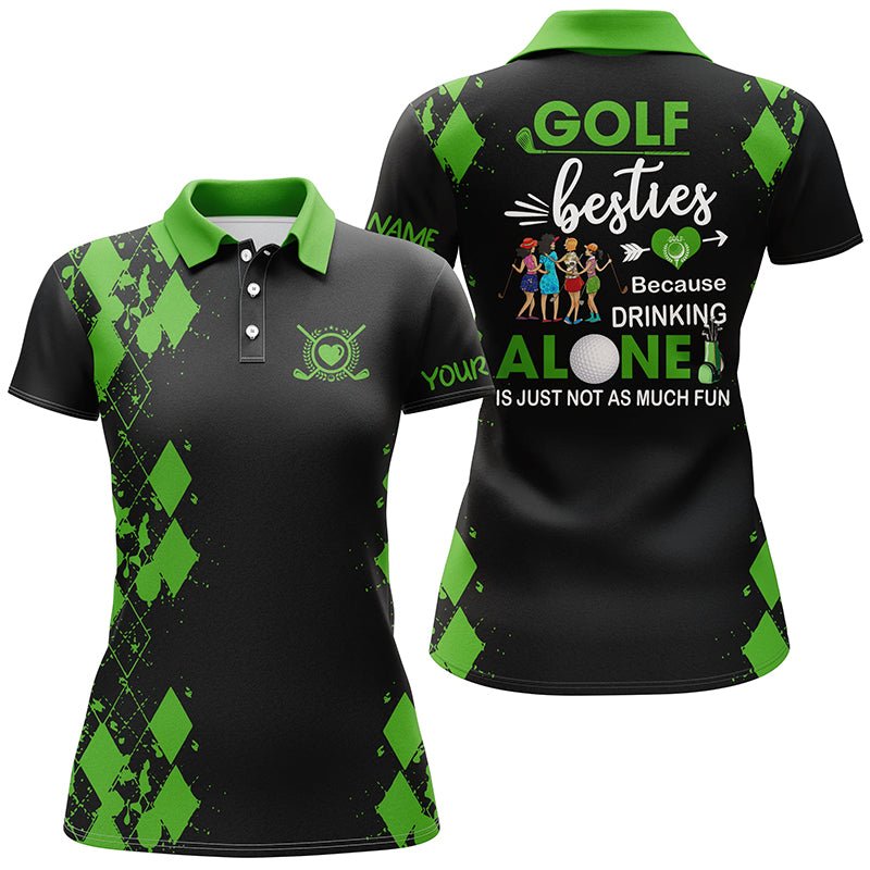 Damen Golf Poloshirts - Personalisierte Golf Besties, denn alleine trinken macht einfach nicht so viel Spaß | Multicolor N7139 - Climcat