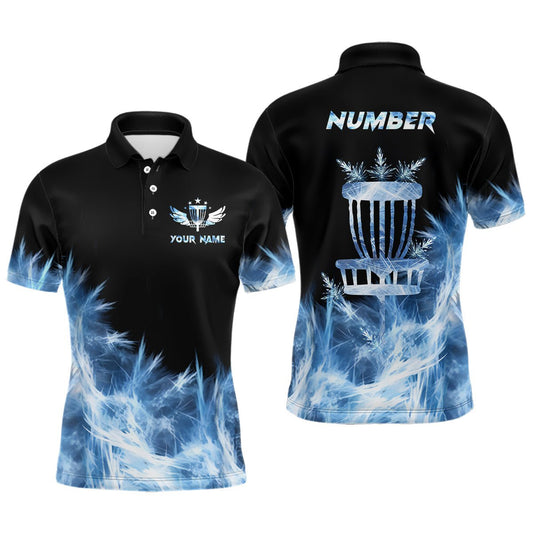 Eisblaues Herren Disc Golf Polo Shirt | Personalisierte Disc Golf Geschenke für Männer | Disc Golf Korb Shirts L1402 - Climcat