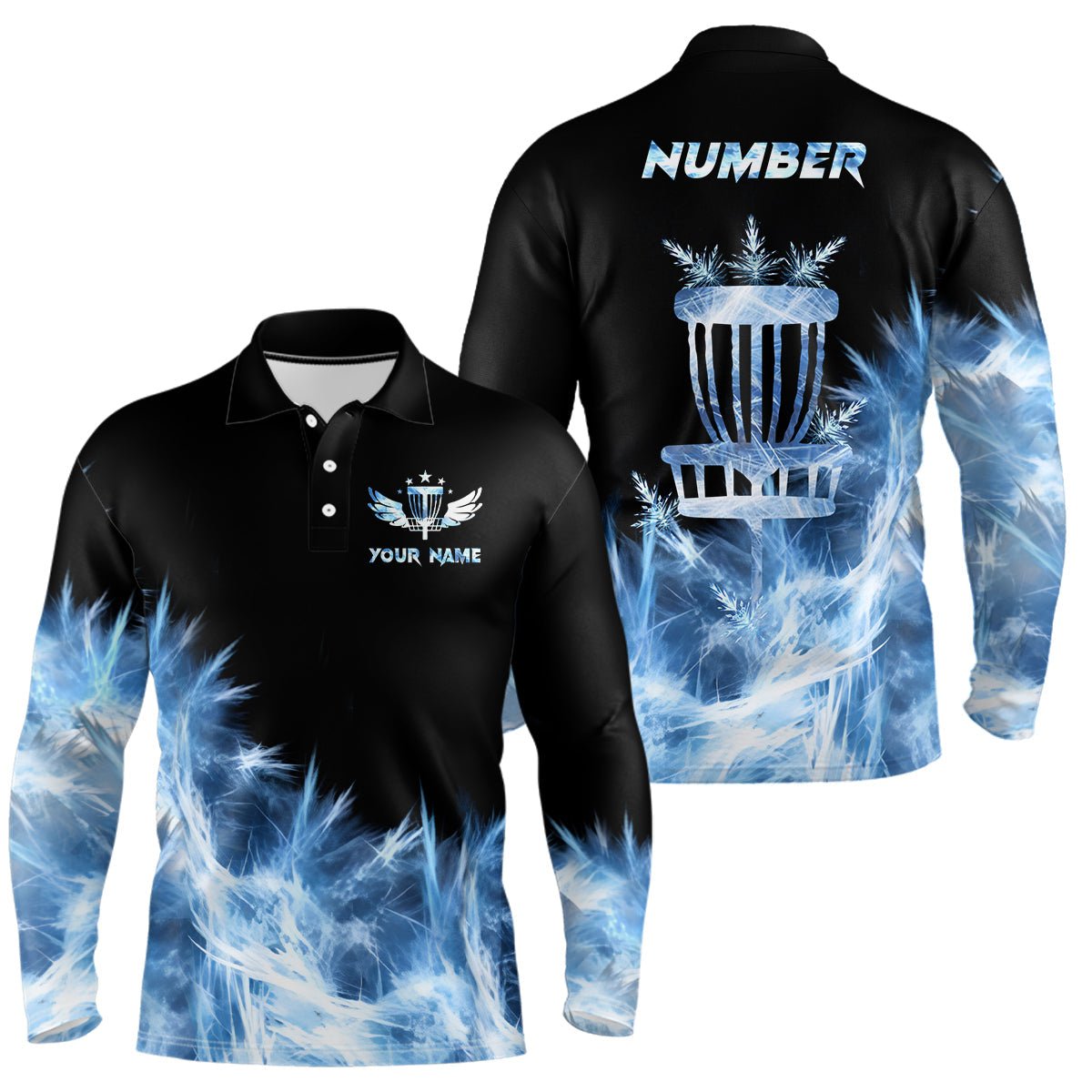 Eisblaues Herren Disc Golf Polo Shirt | Personalisierte Disc Golf Geschenke für Männer | Disc Golf Korb Shirts L1402 - Climcat