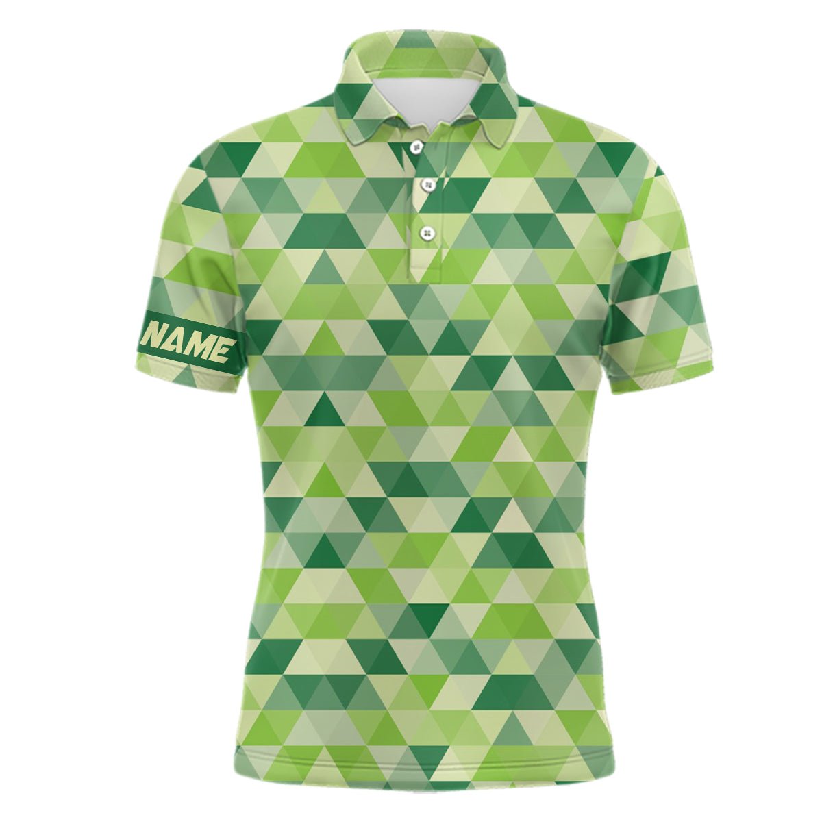 Geometrisches Grün Herren Golf Polo Shirt - Maßgeschneiderte St. Patrick's Day Golf Shirts für Herren - Golfgeschenke L1415 - Climcat