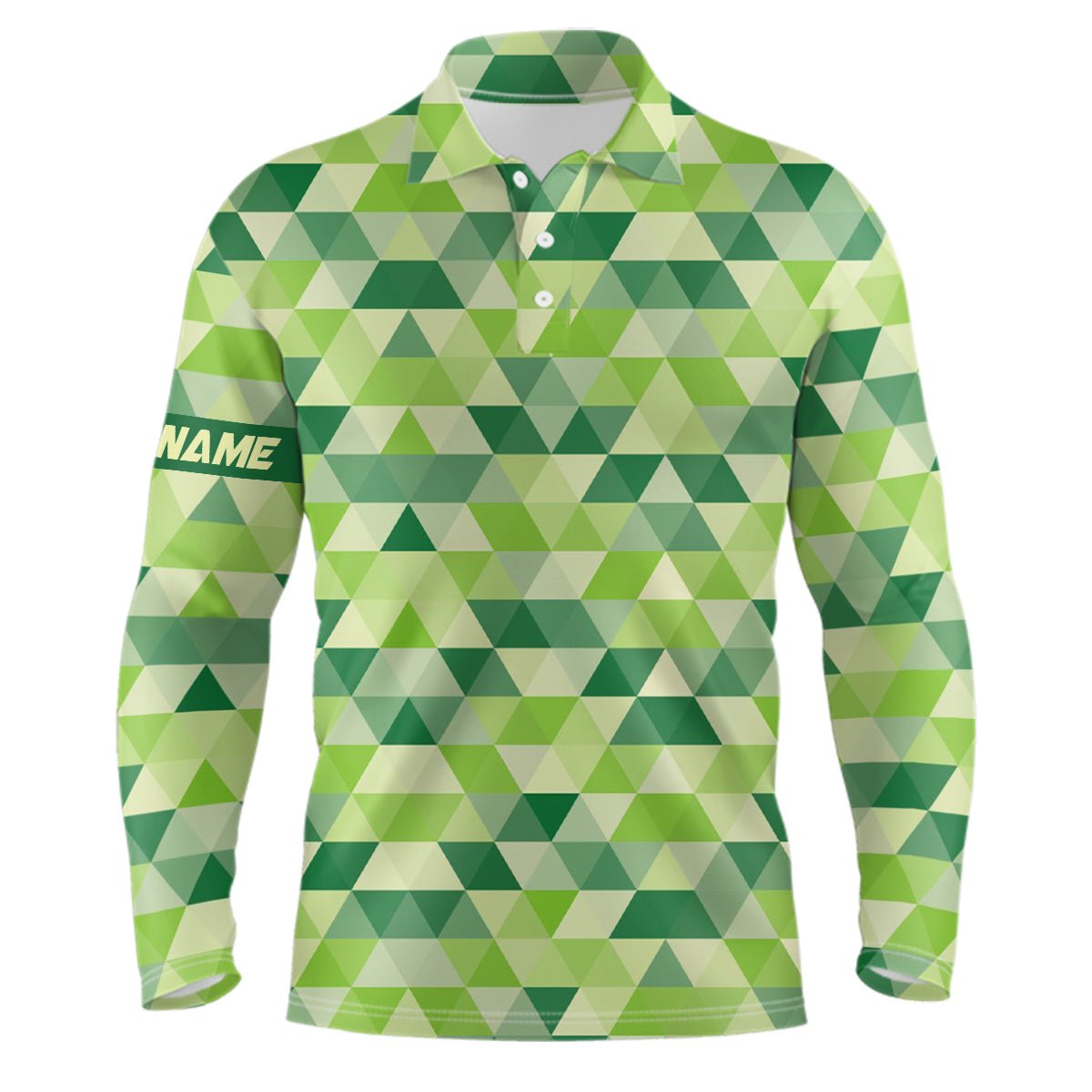 Geometrisches Grün Herren Golf Polo Shirt - Maßgeschneiderte St. Patrick's Day Golf Shirts für Herren - Golfgeschenke L1415 - Climcat