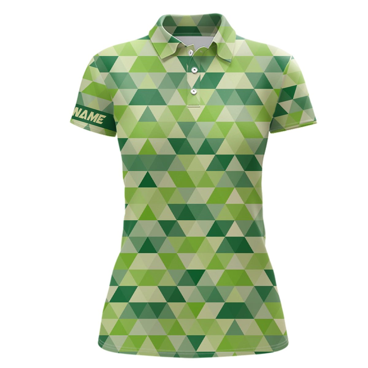 Geometrisches Grünes Damen Golf Polo Shirt - Maßgeschneiderte St. Patrick's Day Golfshirts für Damen - Golfgeschenke L1415 - Climcat