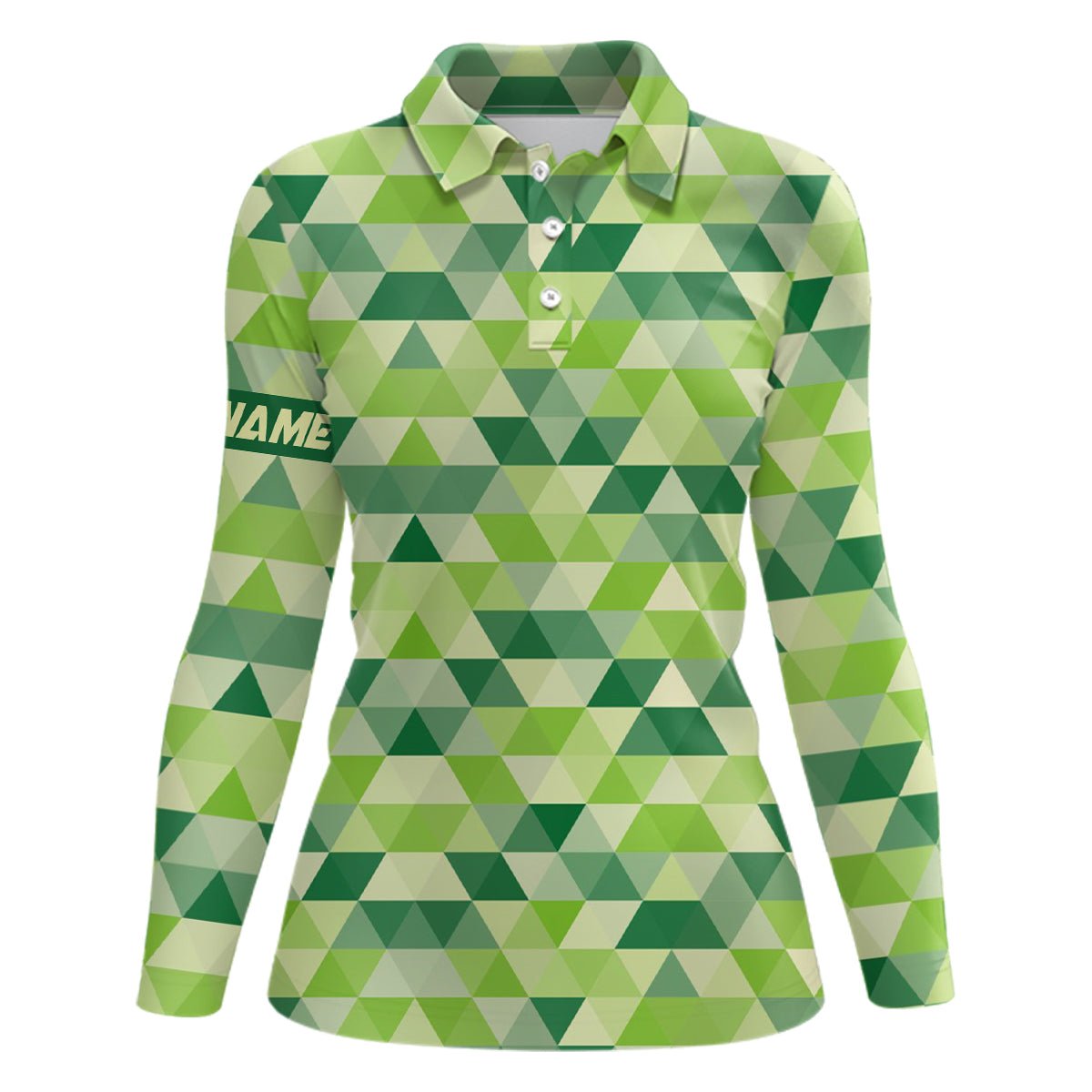 Geometrisches Grünes Damen Golf Polo Shirt - Maßgeschneiderte St. Patrick's Day Golfshirts für Damen - Golfgeschenke L1415 - Climcat