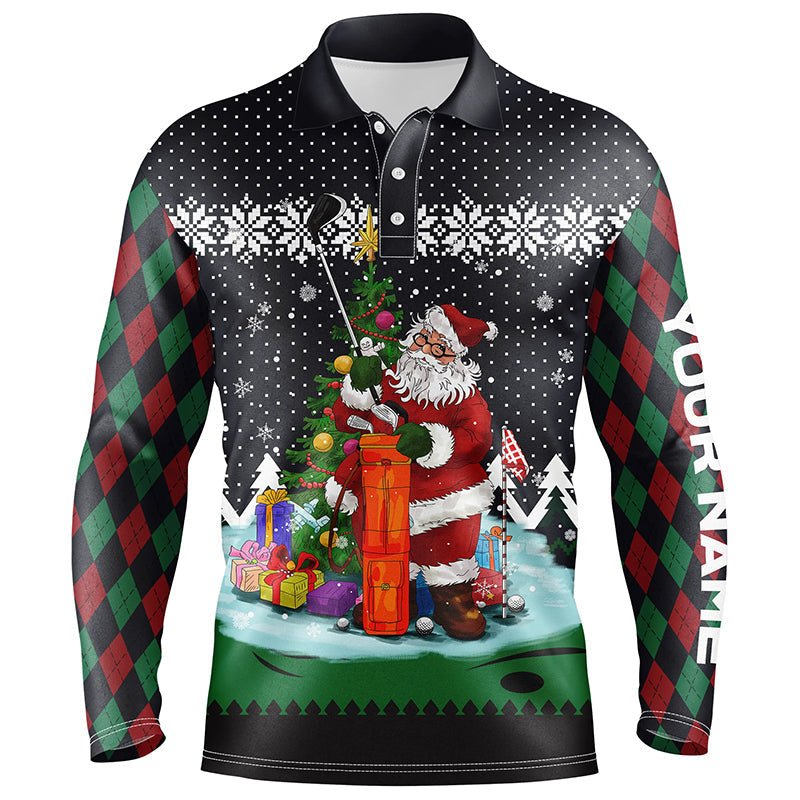 Golf Santa Argyle Muster Weihnachts Herren Golf Polo Shirts Maßgeschneiderte Golf Hemden Für Männer Golf Geschenke L1023 - Climcat