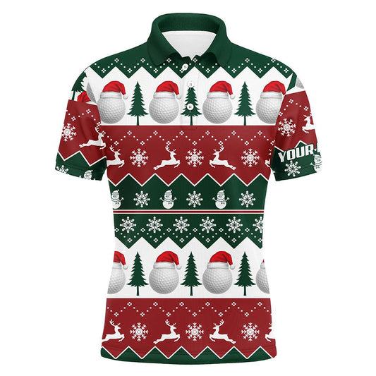 Golf Santa Frohe Weihnachten Baum Schnee Herren Polo Shirt Personalisierte Weihnachtsgeschenke für Männer L0459 - Climcat