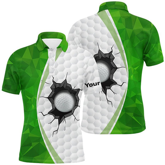 Grün-weißes Golfballmuster Herren Golf Polo Shirts, maßgeschneiderte Golfoutfits für Herren, grüne Golftops N7360 - Climcat