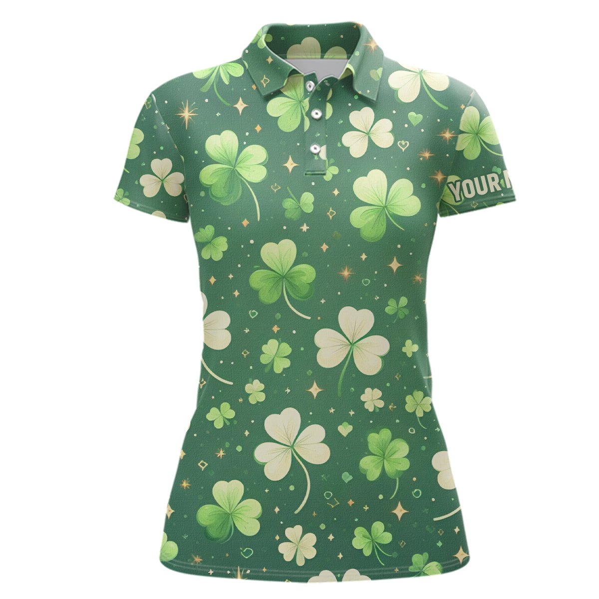 Grüne Kleeblatt St. Patrick's Day Golf Polo Shirt für Damen | Personalisierte Golfgeschenke | Maßgeschneiderte Damen Golf Tops L1314 - Climcat