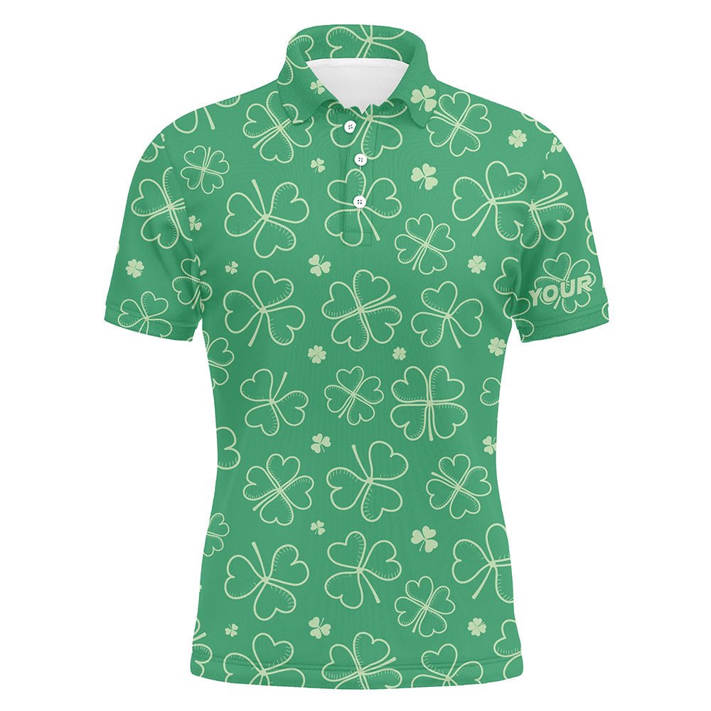 Grüne Kleeblätter St. Patrick's Day Herren Golf Polo Shirt Personalisierter Name Shamrock Golf Shirts für Männer Golf Geschenke L1330 - Climcat