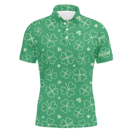 Grüne Kleeblätter St. Patrick's Day Herren Golf Polo Shirt Personalisierter Name Shamrock Golf Shirts für Männer Golf Geschenke L1330 - Climcat