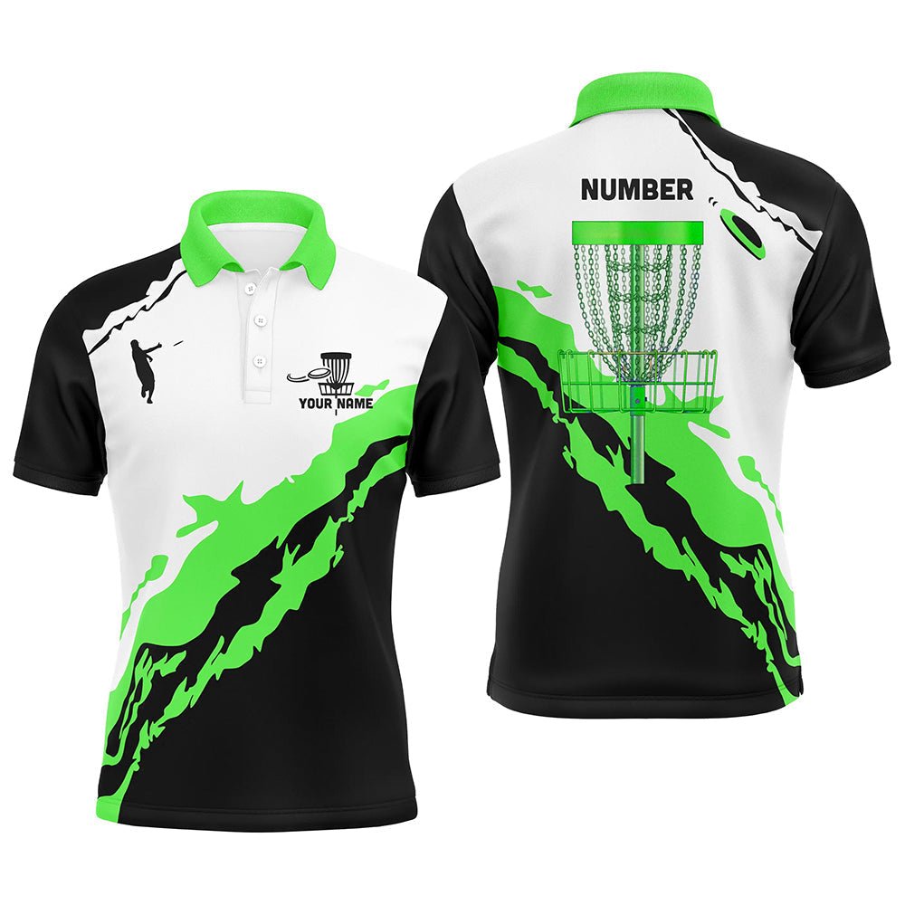 Grüne Schwarze Herren Disc Golf Polo Shirts | Personalisierte Disc Golf Shirts für Männer | Disc Golf Geschenke L1248 - Climcat