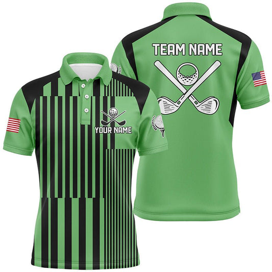 Grüne und schwarze Streifenmuster Herren Golf Polo Shirts, individuelle Team Golf Tops, beste Herren Golfbekleidung N7350 - Climcat