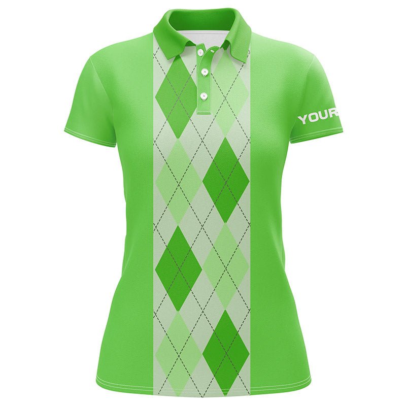 Grünes Argyle-Karomuster Damen Golf Polo Shirt | Maßgeschneiderte Golf Polos für Damen | Golfgeschenke | Professionell gestaltet | Hochwertige Materialien N7191 - Climcat