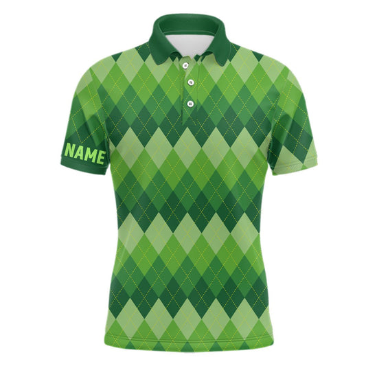 Grünes Argyle-Muster Herren Golf Polo Shirt Maßgeschneiderte Patrick Golf Shirts Für Männer Golfgeschenke L1416 - Climcat