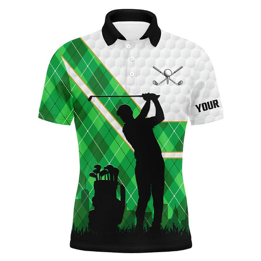 Grünes Argyle-Muster Weißer Golfball Herren Golf Polo Shirts - Maßgeschneiderte Golfgeschenke, Beste Herren Golfoberteile N7090 - Climcat