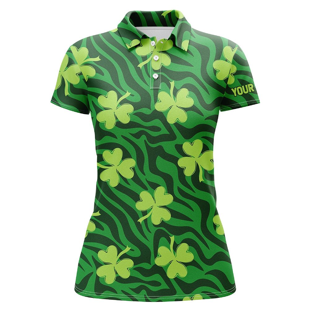 Grünes Gestreiftes Zebra Mit Klee Golf Polo Shirts St. Patrick's Day Golf Shirts Für Frauen Golf Geschenke L1265 - Climcat