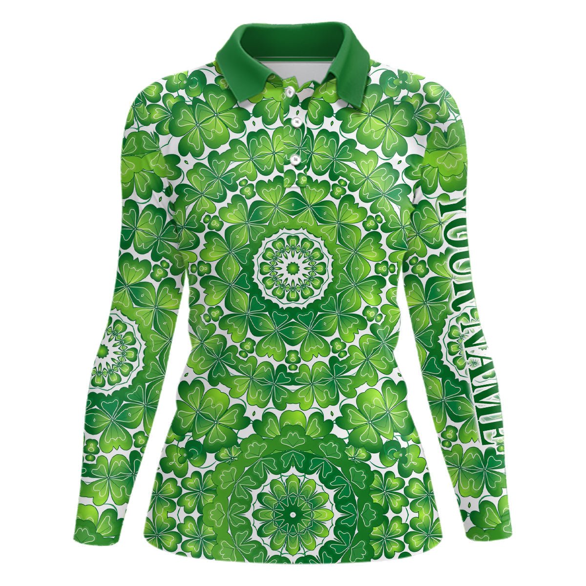 Grünes Kleeblatt Kreis St. Patrick's Day Golf Polo Shirt Maßgeschneiderte Golfshirts Für Damen Golfgeschenke L1263 - Climcat