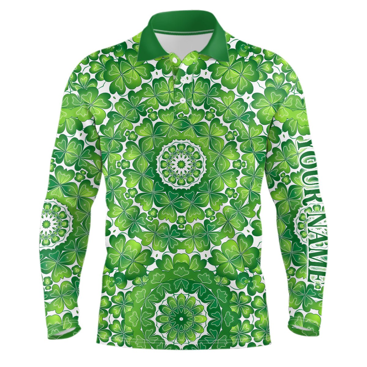 Grünes Kleeblatt Kreis St. Patrick's Day Herren Golf Polo Shirt Maßgeschneiderte Golf Shirts Für Herren Golf Geschenke L1263 - Climcat