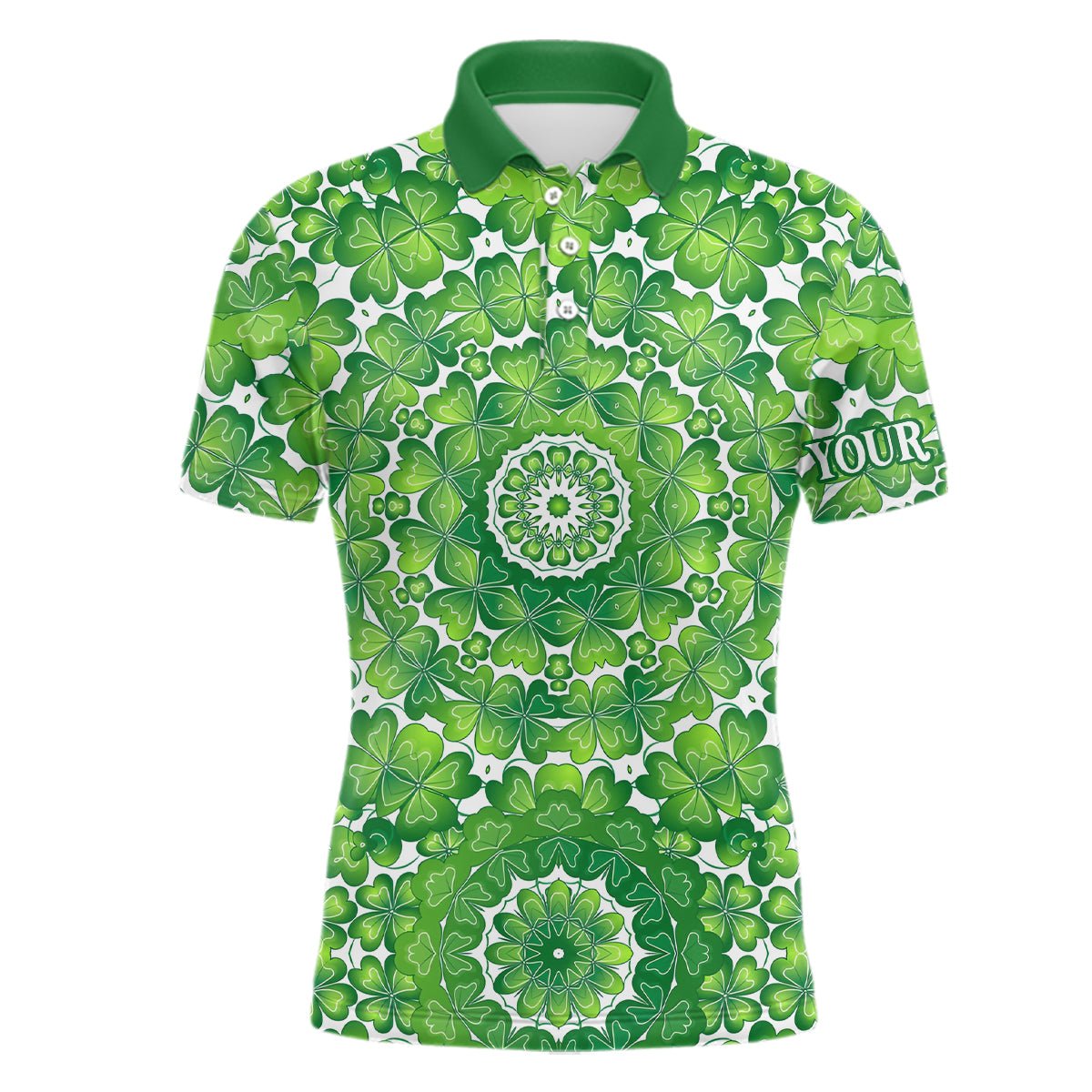 Grünes Kleeblatt Kreis St. Patrick's Day Herren Golf Polo Shirt Maßgeschneiderte Golf Shirts Für Herren Golf Geschenke L1263 - Climcat