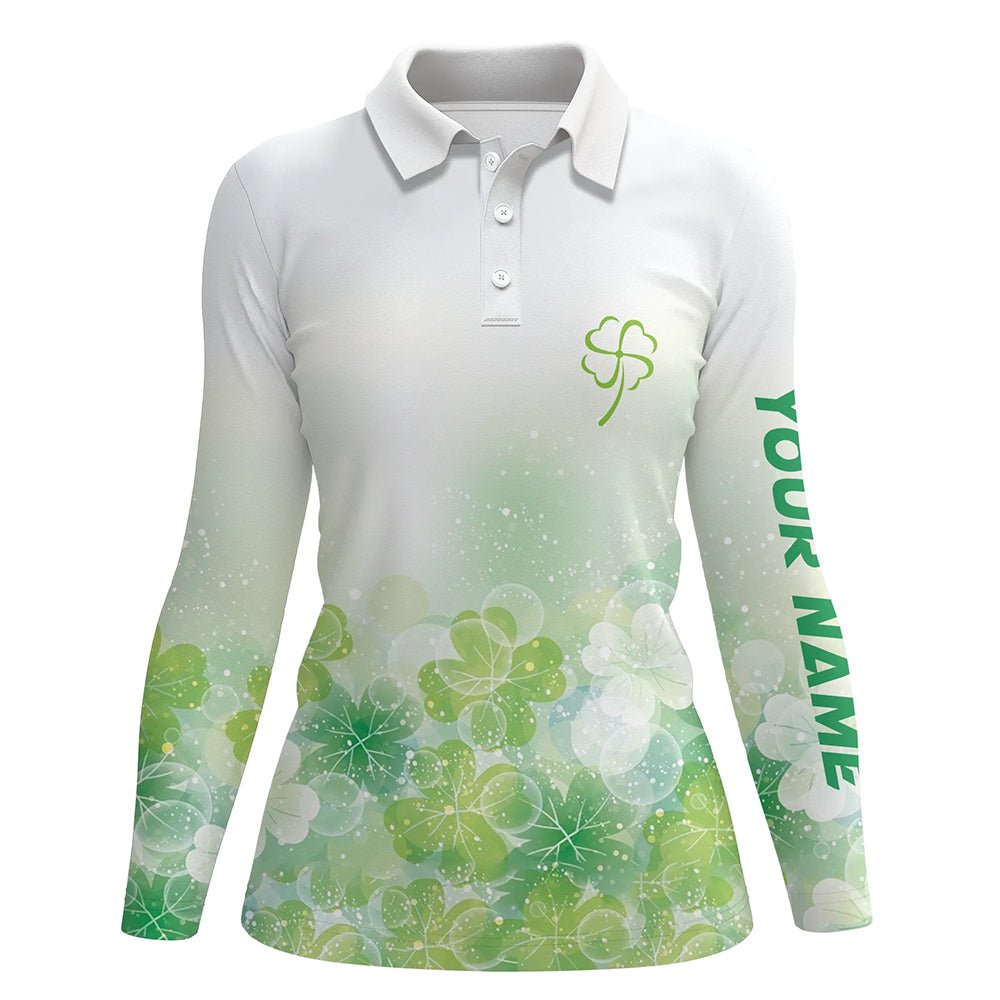 Grünes Kleeblatt-Silhouette Twinkle Patrick-Tag Golf Polos Maßgeschneidertes Golfshirt für Damen Golfgeschenke L1331 - Climcat