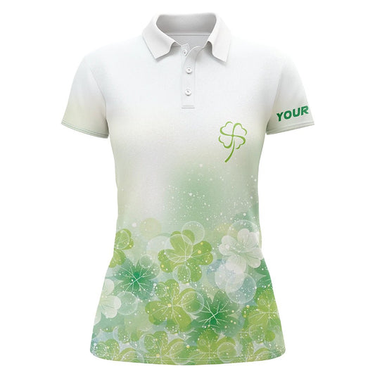 Grünes Kleeblatt-Silhouette Twinkle Patrick-Tag Golf Polos Maßgeschneidertes Golfshirt für Damen Golfgeschenke L1331 - Climcat