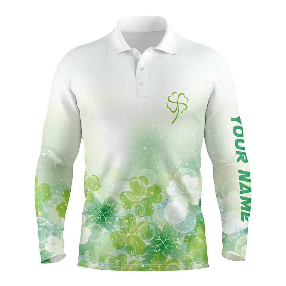 Grünes Kleeblatt-Silhouette Twinkle Patrick's Day Herren Golf Polos Maßgeschneiderte Golfhemden für Herren Golfgeschenke L1331 - Climcat