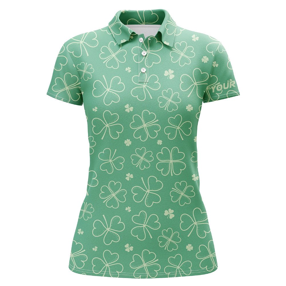 Grünes Kleeblatt St. Patrick's Day Damen Golf Polo Shirt Personalisierter Name Kleeblatt Golfshirt für Frauen L1330 - Climcat