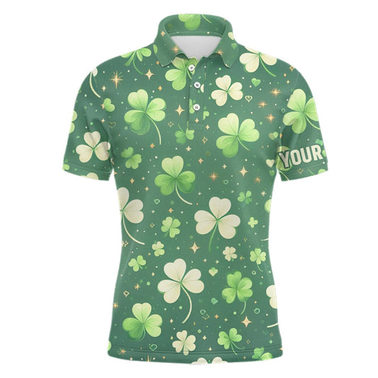 Grünes Kleeblatt St. Patrick's Day Herren Polo Golfshirt Personalisierte Herren Golfbekleidung Personalisierte Golfgeschenke L1314 - Climcat